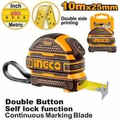 INGCO 10M X 25MM STEEL MEASURING TAPE HSMT081025
