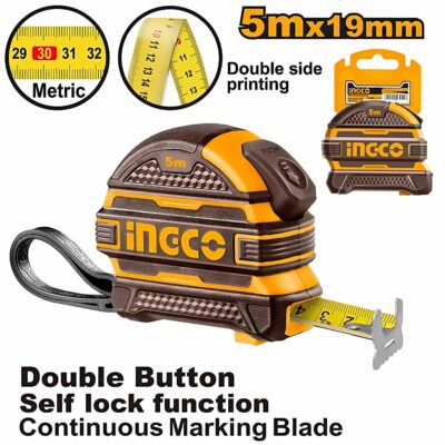 INGCO 5M X 19MM STEEL MEASURING TAPE INDUSTRIAL HSMT08519-1