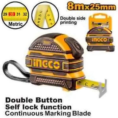 INGCO 8M X 25MM STEEL MEASURING TAPE INDUSTRIAL HSMT08825-1