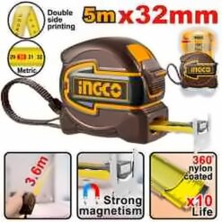 INGCO 5M X 32MM STEEL MEASURING TAPE METRIC HSMT80532M