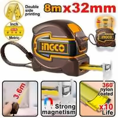 INGCO 8M X 32MM STEEL MEASURING TAPE HSMT80832