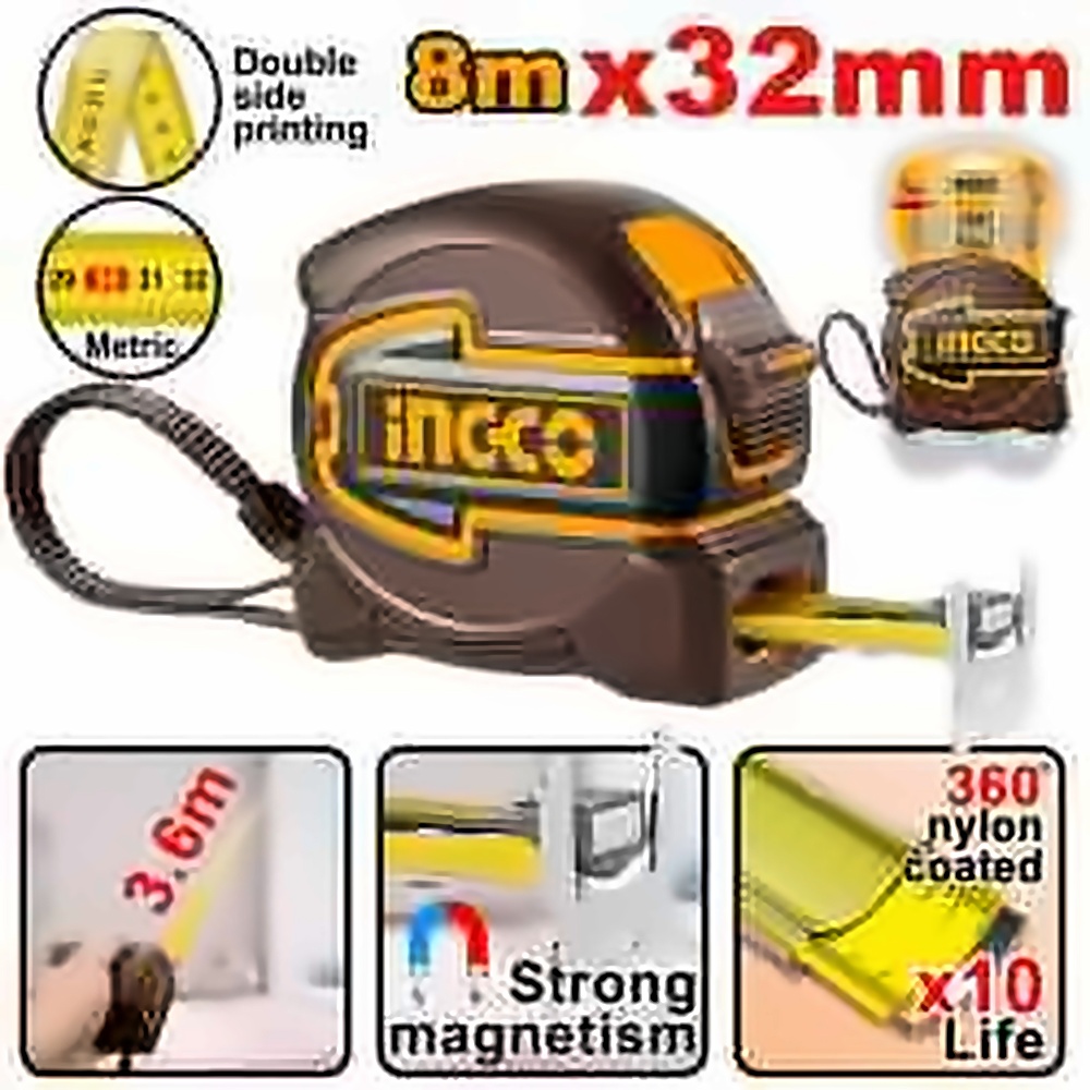 INGCO 8M X 32MM STEEL MEASURING TAPE METRIC HSMT80832M