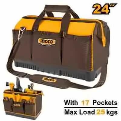 INGCO 24" H/DUTY IND.TOOL BAG,18 POCKETS, SHOULDER STRAP 60*23*35CM HTBG09