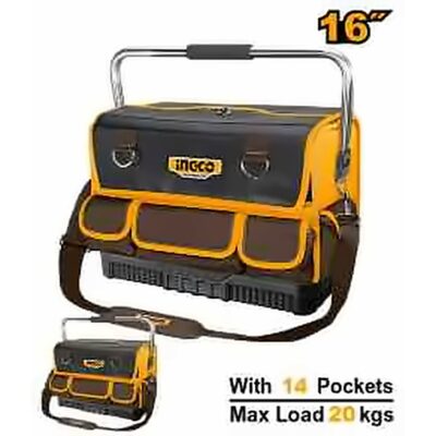 INGCO 16 INCH INDUSTRIAL GRADE 14 POCKETS TOOL BAG 420X240X330MM HTBGL05