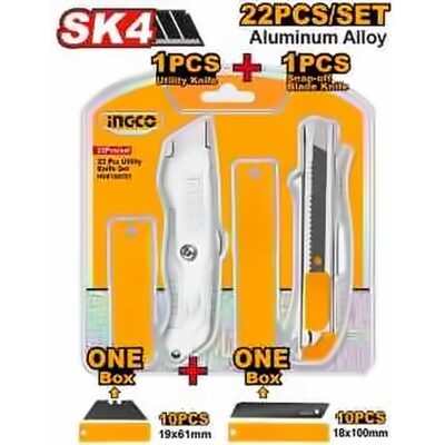 INGCO 2PCS UTILITY KNIFE + 20PCS BLADE SET HUK180225
