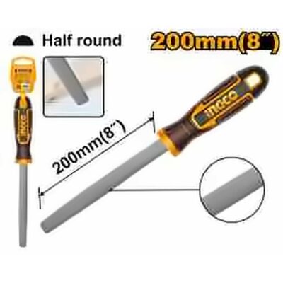INGCO 8" WOOD RASP HALF ROUND FILE HWFHF0884