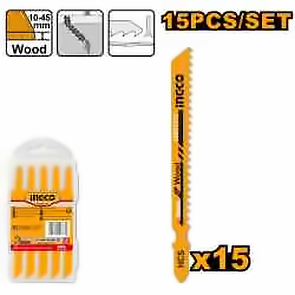 INGCO 15PCS JIGSAW BLADE SET 8TPI HCS FOR WOOD JBT15111C