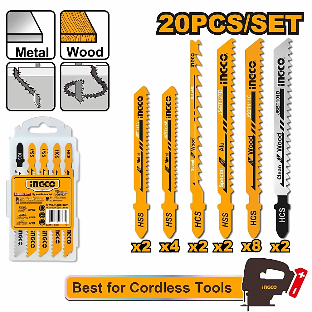 INGCO 20PCS JIGSAW BLADE SET JSBT2001