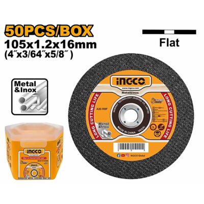 INGCO ABRASIVE CUTTING DISC 105X1.2MM 50PCS/BOX IN BOX MCD1210550