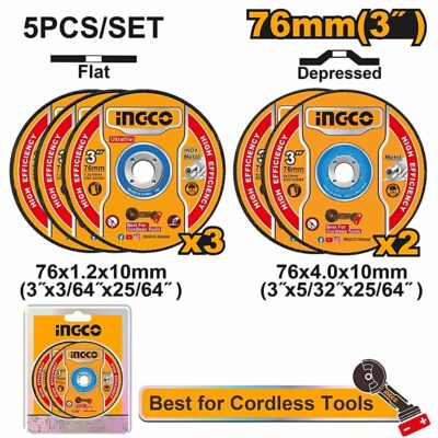 INGCO 5 PCS/SET 76MM ABRASIVE CUTTING GRINDING DISC FOR CAGLI7601, MCD303768