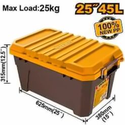 INGCO 25" 45L PLASTIC TOOL BOX LOAD 25KG METAL BUCKLE 625*380*315MM PBX2502