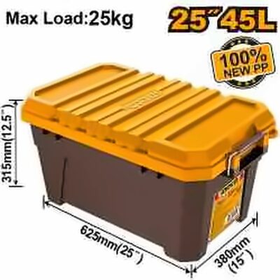 INGCO 25" 45L PLASTIC TOOL BOX LOAD 25KG METAL BUCKLE 625*380*315MM PBX2502