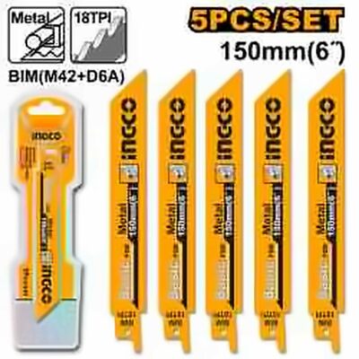 INGCO 5 PCS BI-METAL RECIPRO SAW BLADE 6"X18T RSB922EF