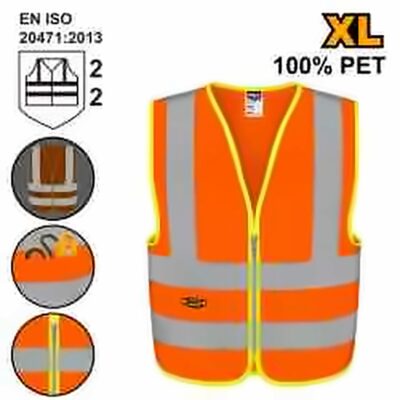 INGCO REFLECTIVE VEST W/2POCKET FLUORESCENT ORANGE EN471 CLASS 2 XL RV82XL