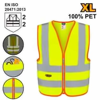 INGCO REFLECTIVE VEST W/2POCKET FLUORESCENT YELLOW EN471 CLASS 2 XL RV83XL