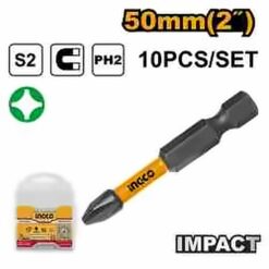 INGCO 10PCS SINGLE END IMPACT SCREWDRIVER BIT, (+)2X50MM SDBIM11PH223