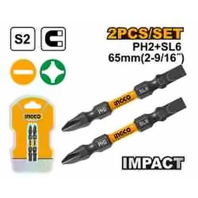 INGCO IMPACT SCREWDRIVER BIT HEX 65MM 2PCS SDBIM72HL665