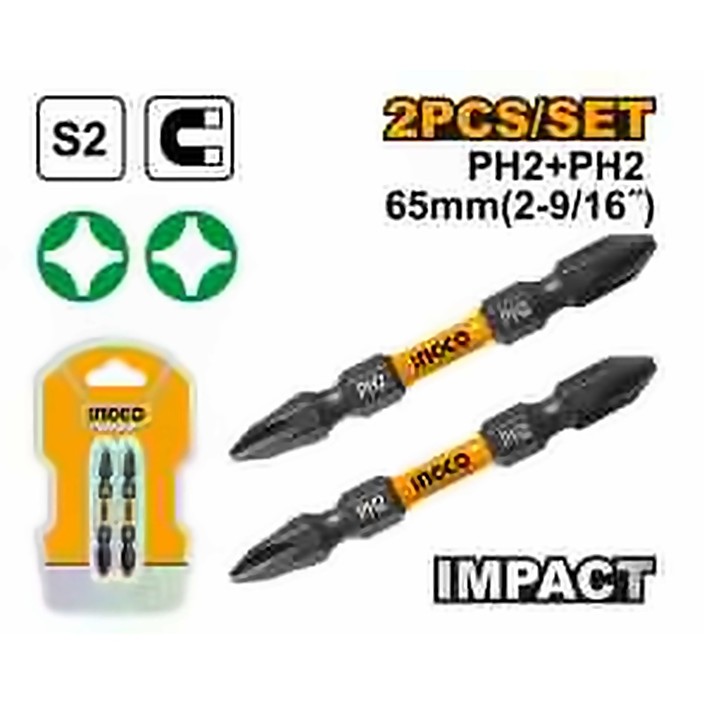 INGCO IMPACT SCREWDRIVER BIT PH2 65MM 2PCS SDBIM72PH265