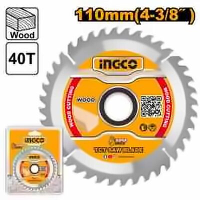 INGCO TCT SAW BLADE 110MM (4-3/8") 40T FOR WOOD ARBOR 20MM TSB111015