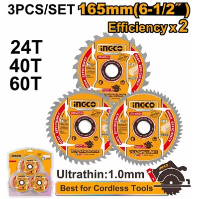 INGCO 2PC TCT SAW BLADE 165MM SET TSB16503