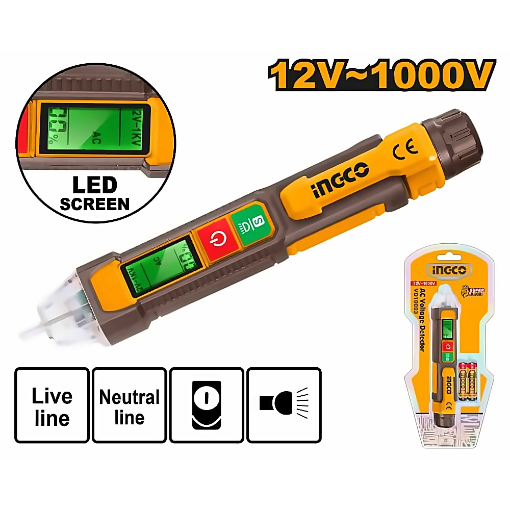 INGCO AC VOLTAGE DETECTOR 12-1000V VD210003