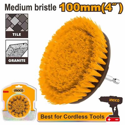 INGCO 4" 1/4" HEXA SHANK MEDIUM BRISTLE DRILL BRUSH WCBM1041