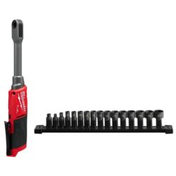 MILWAUKEE M12 FPTR-0 ASIA, FUEL™ INSIDER PASS-THROUGH RATCHET (BARE) EQUIPPED WITH : 1/4” HEX ADAPTER, 3/8” ANVIL ADAPTER, 1/4” ANVIL ADAPTER & SOCKET 8- 19MM, 21MM