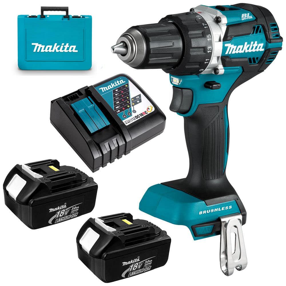 MAKITA DDF484RFE, 18V 13MM (1/2") CORDLESS DRIVER DRILL BRUSHLESS (2PCS 3.0AH BATTERY, 1PC CHARGER)
