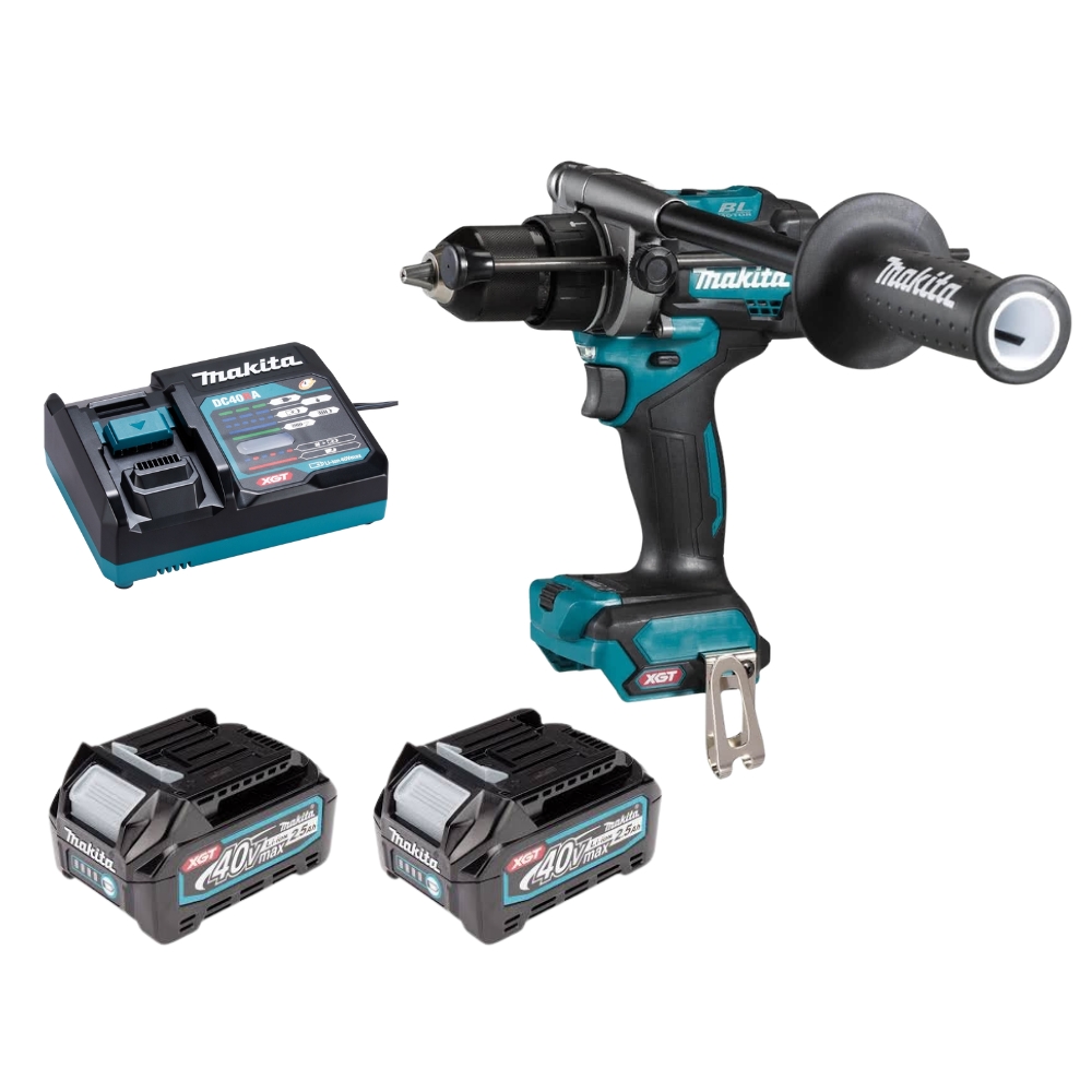 MAKITA HP001GD201, 40V CORDLESS HAMMER DRIVER DRILL (2PCS 2.5AH BATTERY, 1PC CHARGER)
