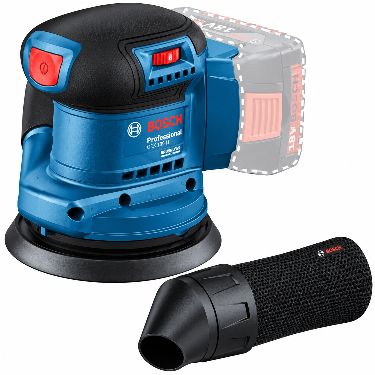 BOSCH PRO GEX 185-LI PROFESSIONAL RANDOM ORBIT SANDER 0 W