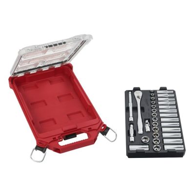 Milwaukee 48-22-9482 Ratchet and Socket Set 3/8in Drive, Metric (32pc) with Packout Organiser