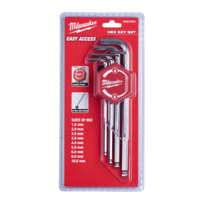 Milwaukee 4932478621 L-Style Ball End Hex Key Set, Metric (9pc)