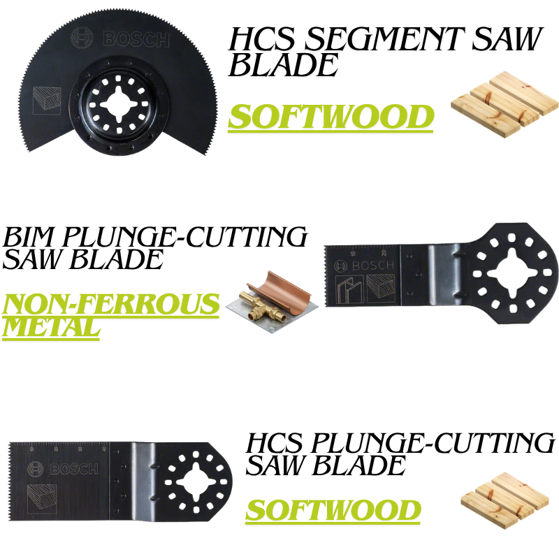 Bosch Starlock OMT Basic Wood & Metal Blade Set for Oscillating Multi-Tools, 3pc - Image 2