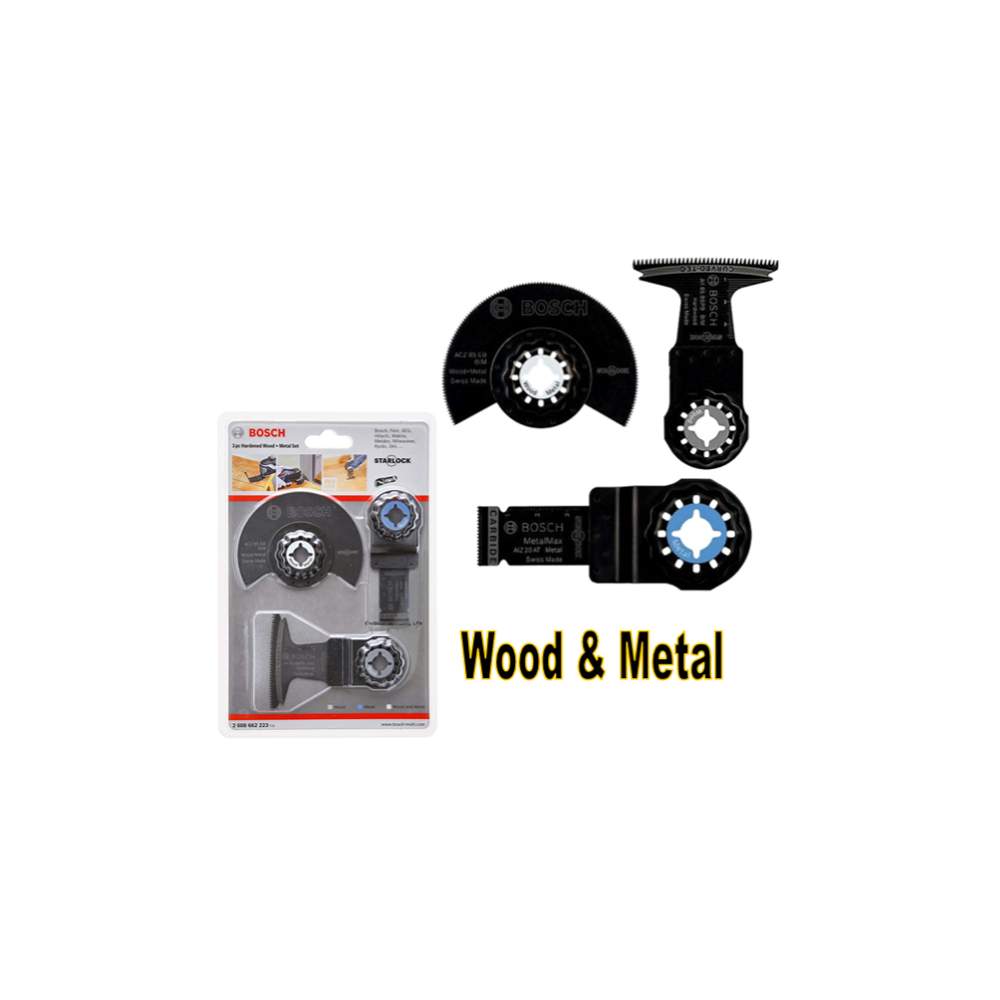 Bosch Starlock OMT Hardened Wood & Metal Blade Set with Tile Scraper, 3pc