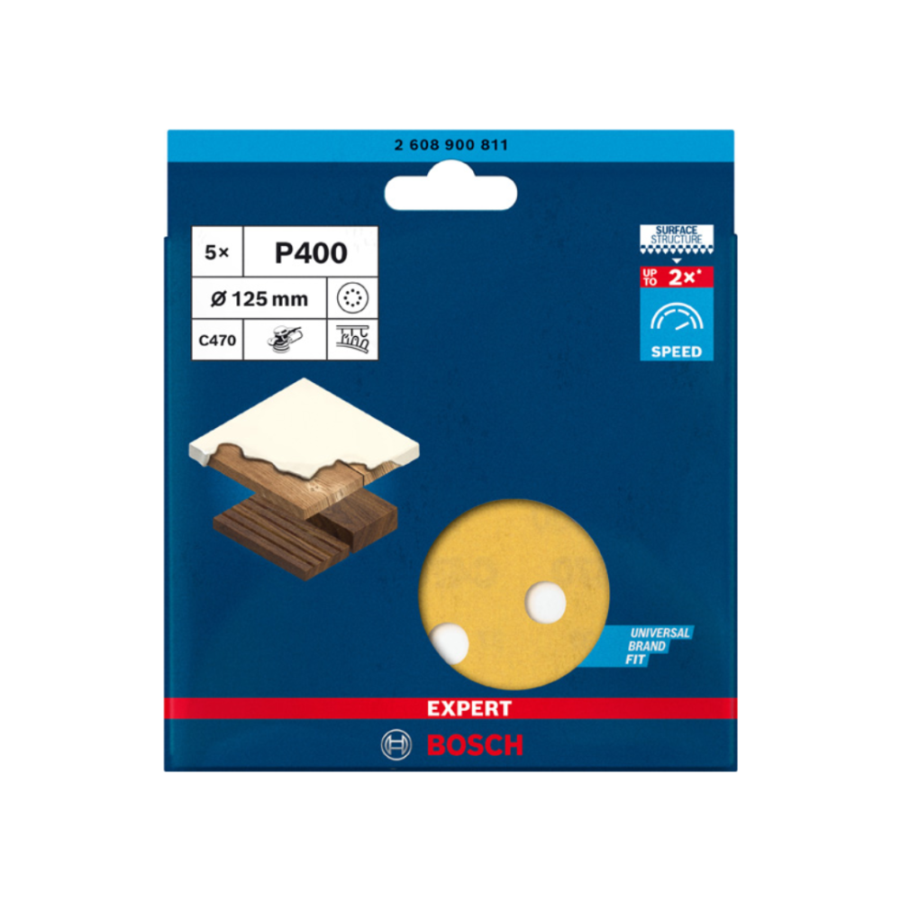 Bosch Expert C470 Sanding Disc 125mm, Grit 60 to 400, 8 Holes, 5pc - Image 4