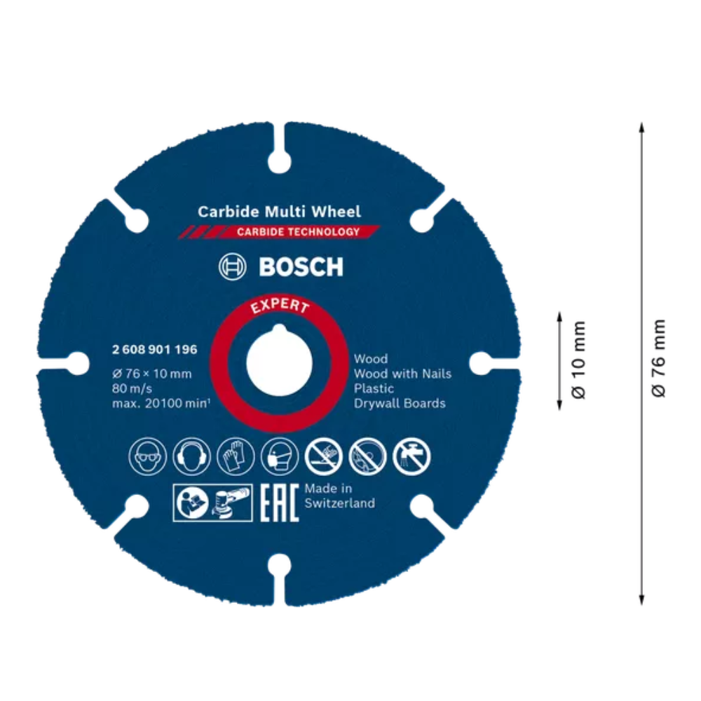 Bosch Expert Carbide Multi Wheel Cutting Disc, 76 x 10mm, for GWS 12V-76 - Image 5