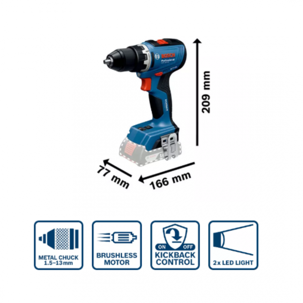 Bosch GSR 18V-65 Professional Cordless Drill Driver, Bare Unit - Image 5
