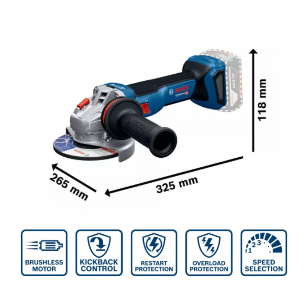 Bosch GWS 18V-11S Professional Cordless Angle Grinder, Bare Unit - Image 5